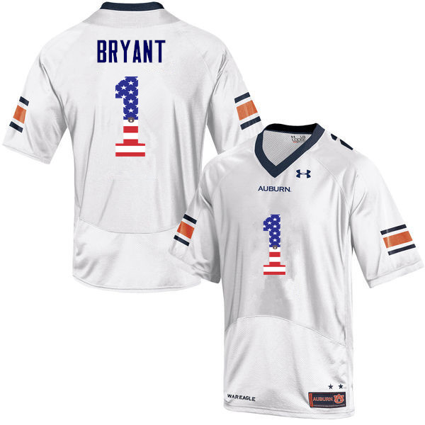 Men's Auburn Tigers #1 Big Cat Bryant USA Flag Fashion White College Stitched Football Jersey